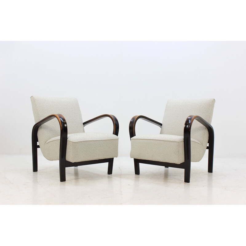 Set of 2 white armchairs by Karel Koželka & Antonín Kropáček