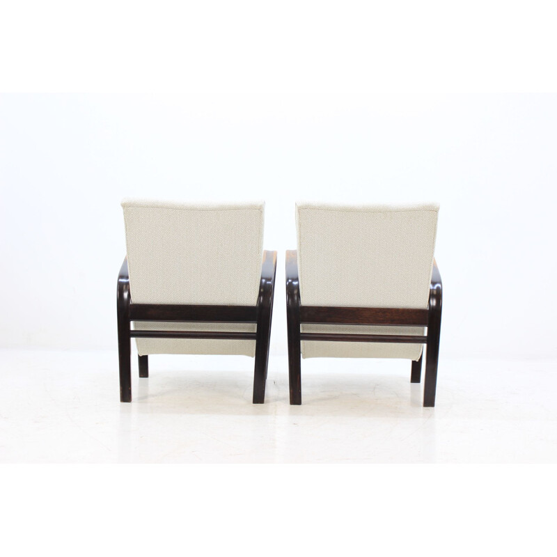 Set of 2 white armchairs by Karel Koželka & Antonín Kropáček