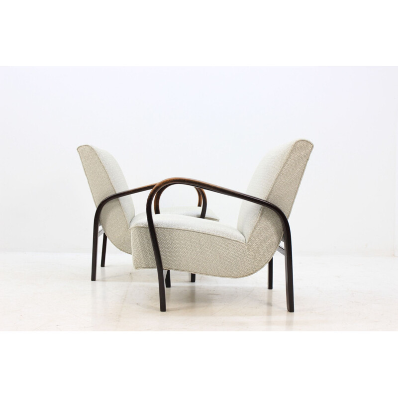 Set of 2 white armchairs by Karel Koželka & Antonín Kropáček