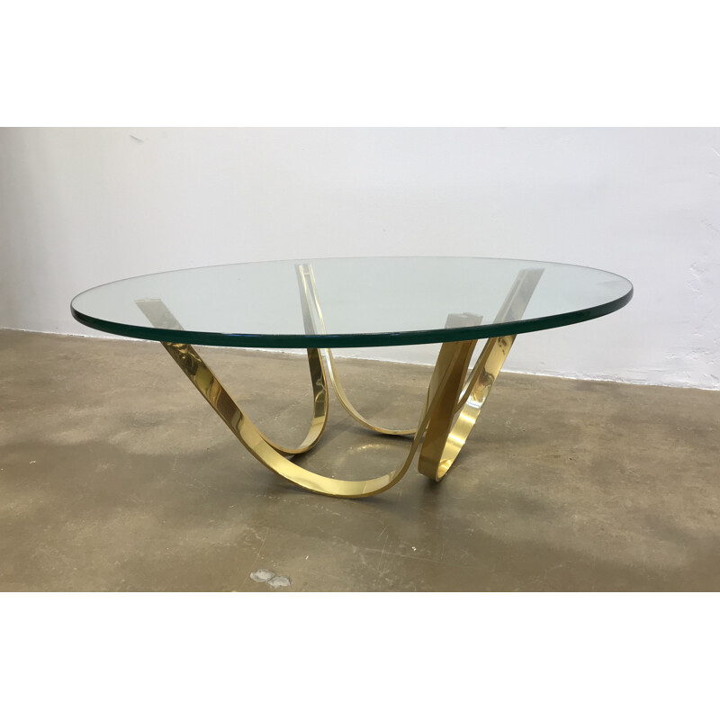 Vintage glass coffee table by Roger Sprunger for Dunbar