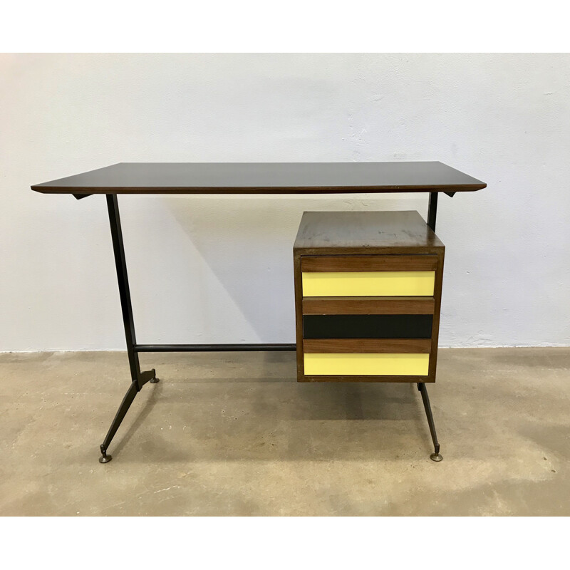 Vintage Italian desk in formica and teak