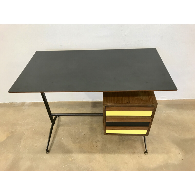 Vintage Italian desk in formica and teak