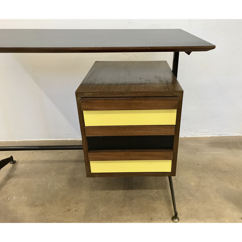 Vintage Italian desk in formica and teak