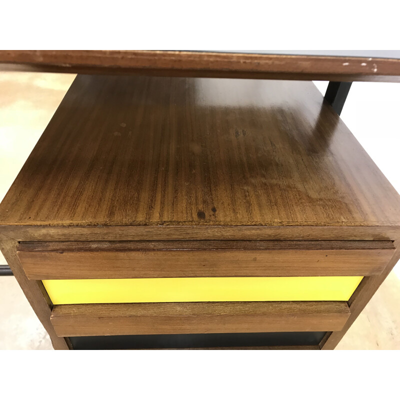 Vintage Italian desk in formica and teak