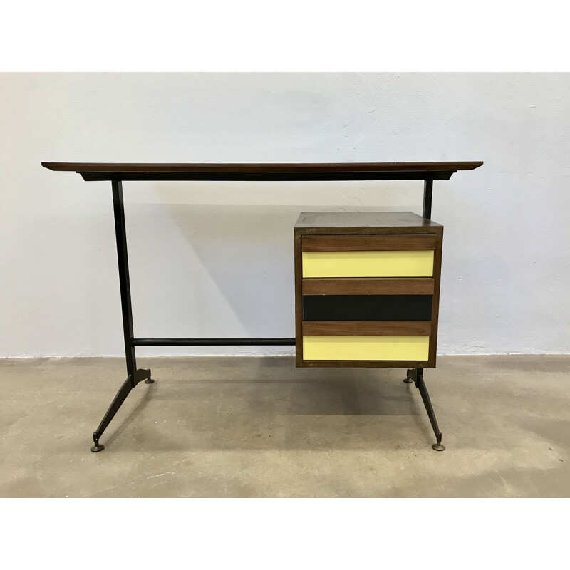 Vintage Italian desk in formica and teak