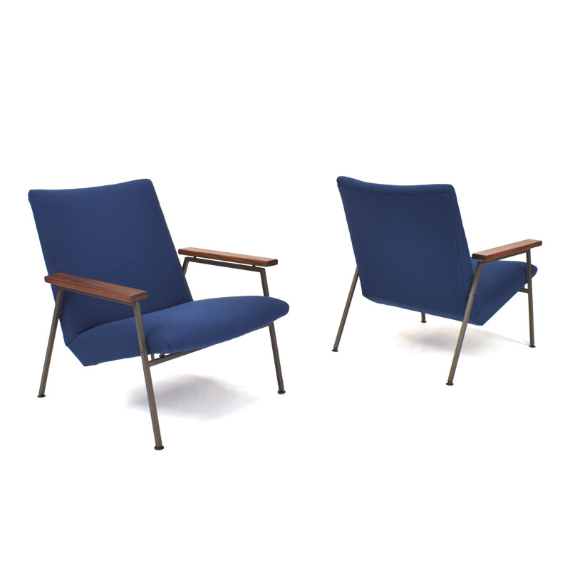 Set of 2 vintage blue lounge chairs by Rob Parry for Gelderland