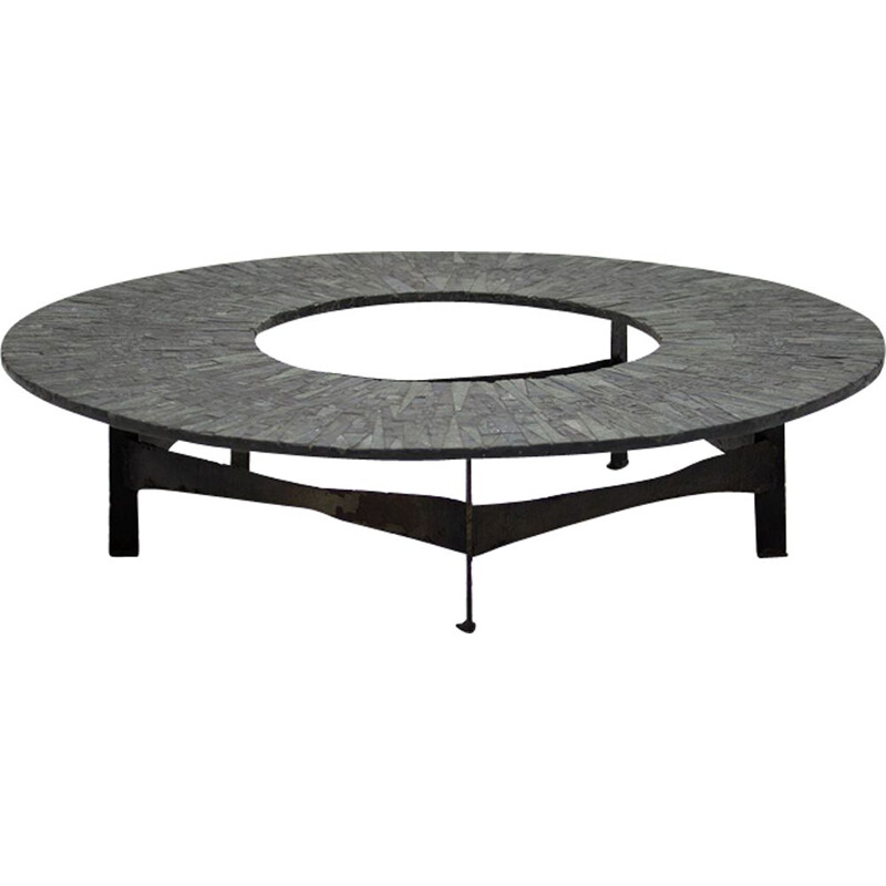 Vintage circular coffee table by Pia Manu