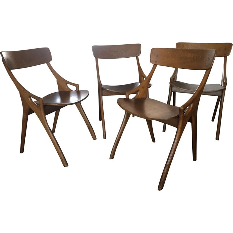 Set of 4 vintage dining chairs by Arne Hovmand Olsen for Mogens Kold