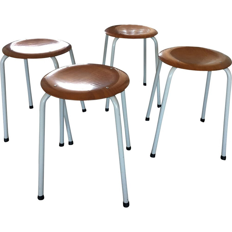 Set of 4 vintage industrial stools by Marko