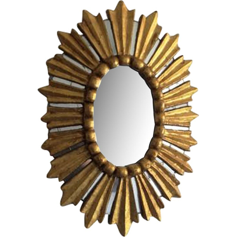 Miroir dorée vintage ovale oeil de sorcière