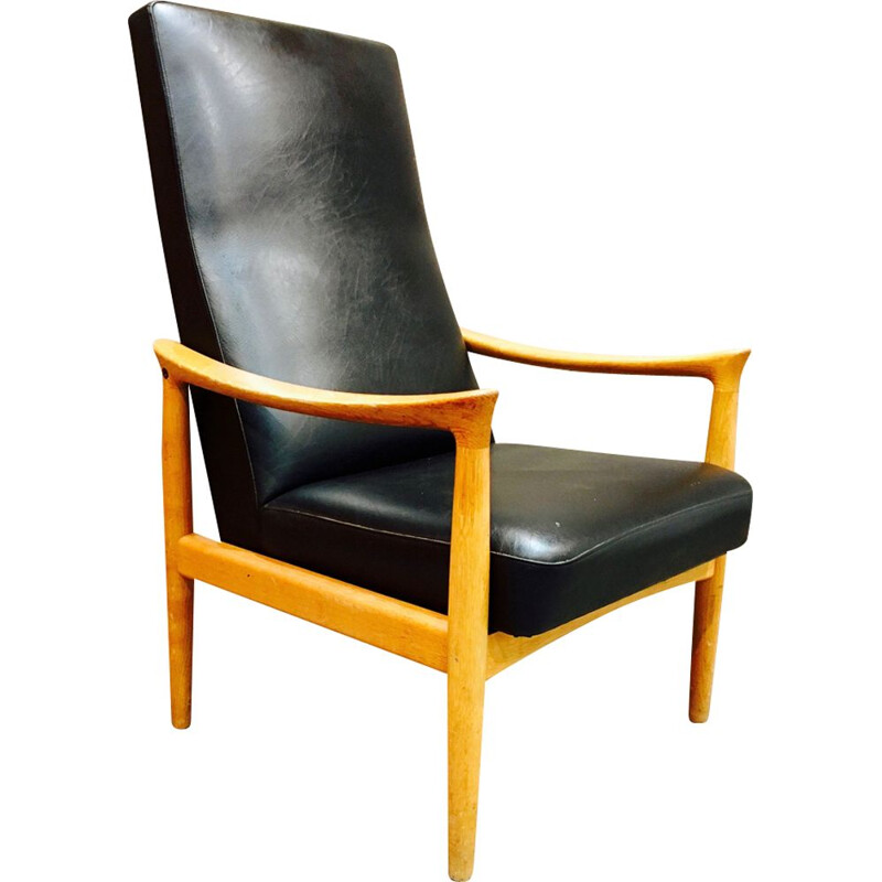 Set of 2 black Scandinavian armchairs by Fritz Hansen