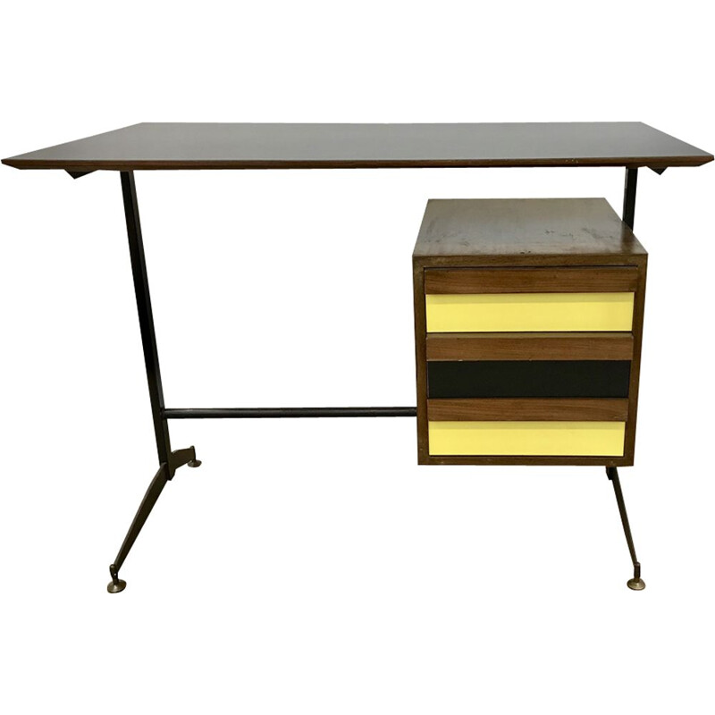 Vintage Italian desk in formica and teak