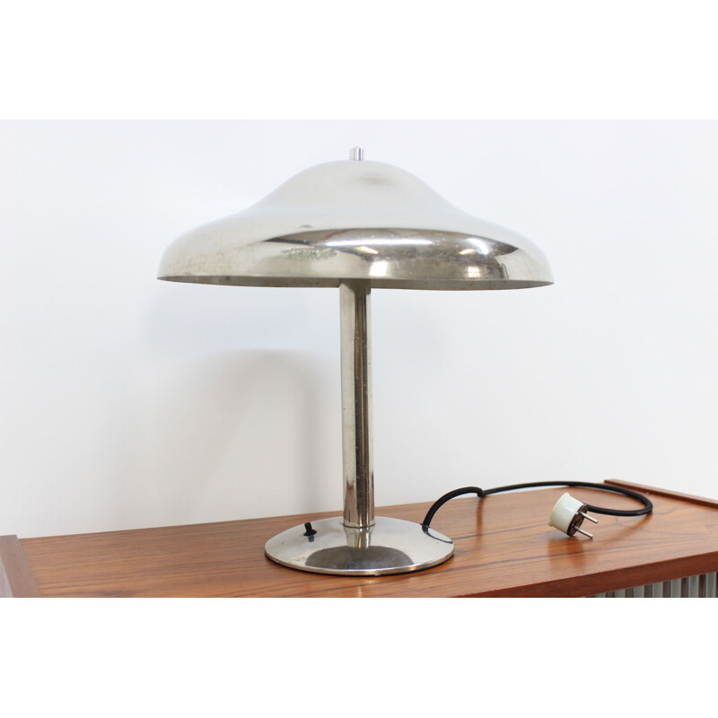 Lampe de table vintage bauhaus en chrome, Tchécoslovaquie 1930