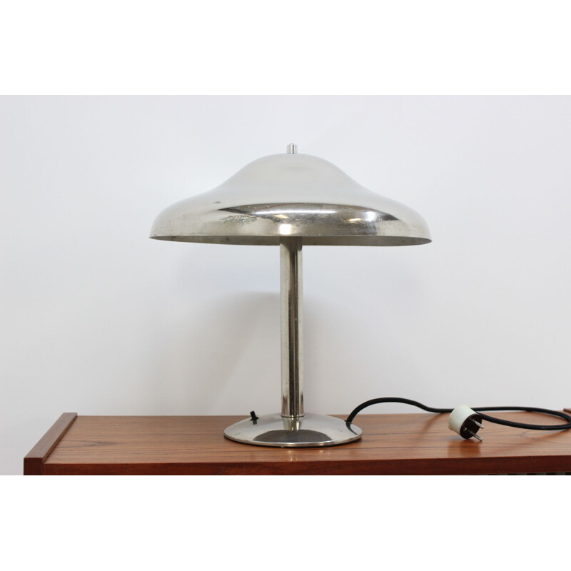 Lámpara de mesa bauhaus vintage en cromo, Checoslovaquia 1930