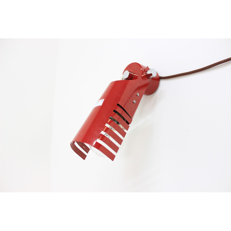 Vintage Czech red wall lamp in metal