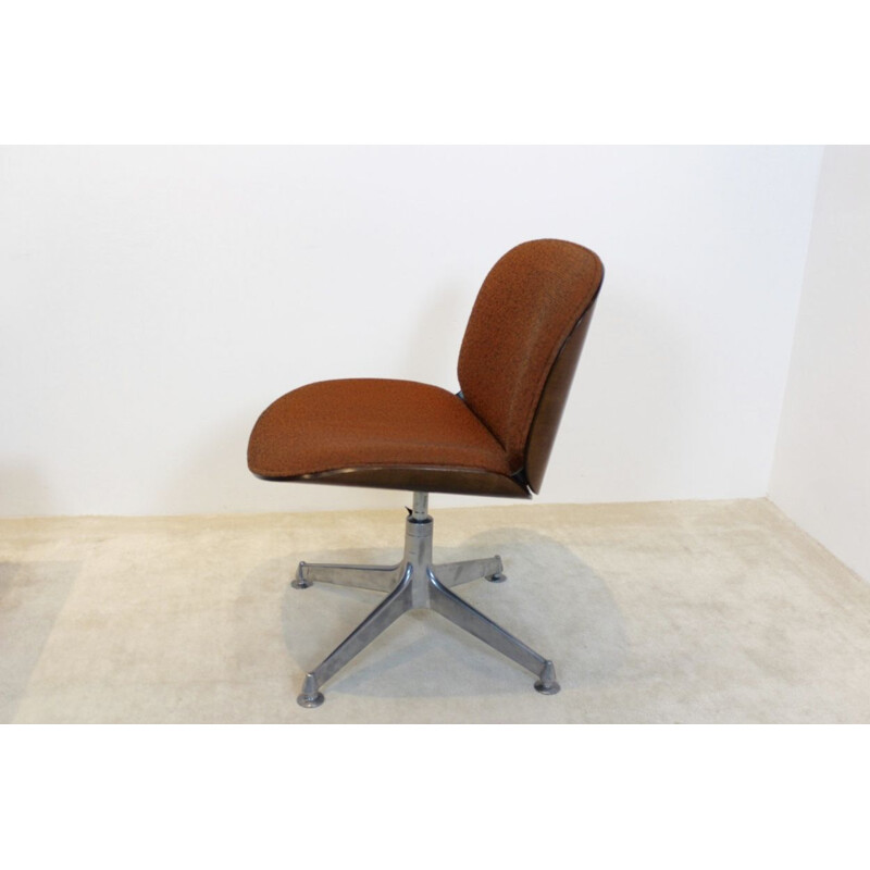 Fauteuil de bureau vintage en noyer par Ico Parisi pour MIM Italie