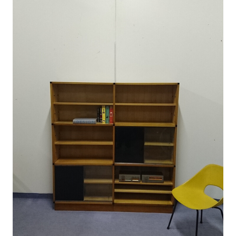 Modular bookcase in blond beechwood, ARP - 1950s