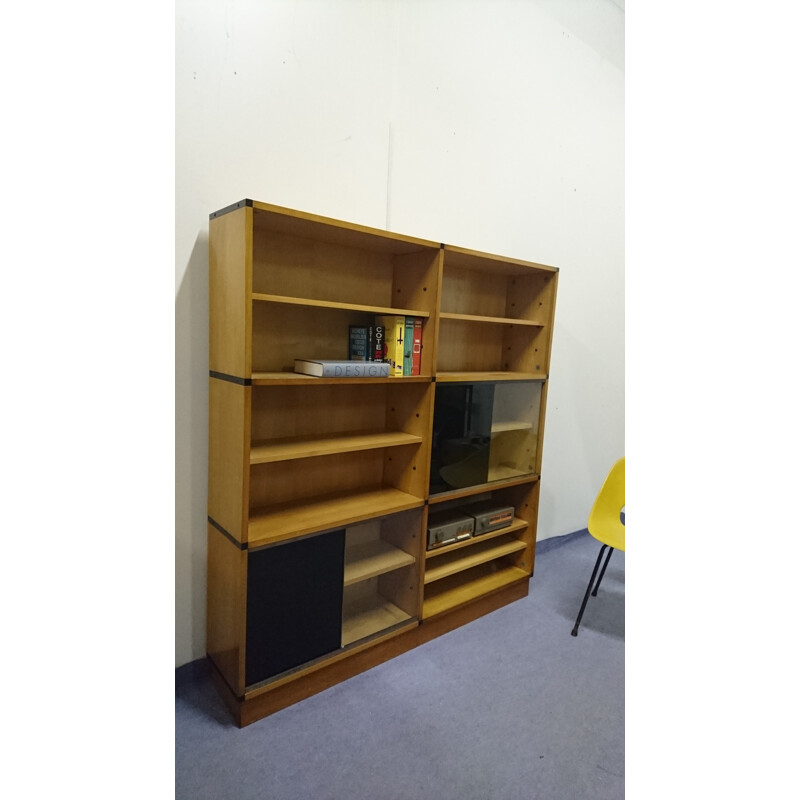 Modular bookcase in blond beechwood, ARP - 1950s