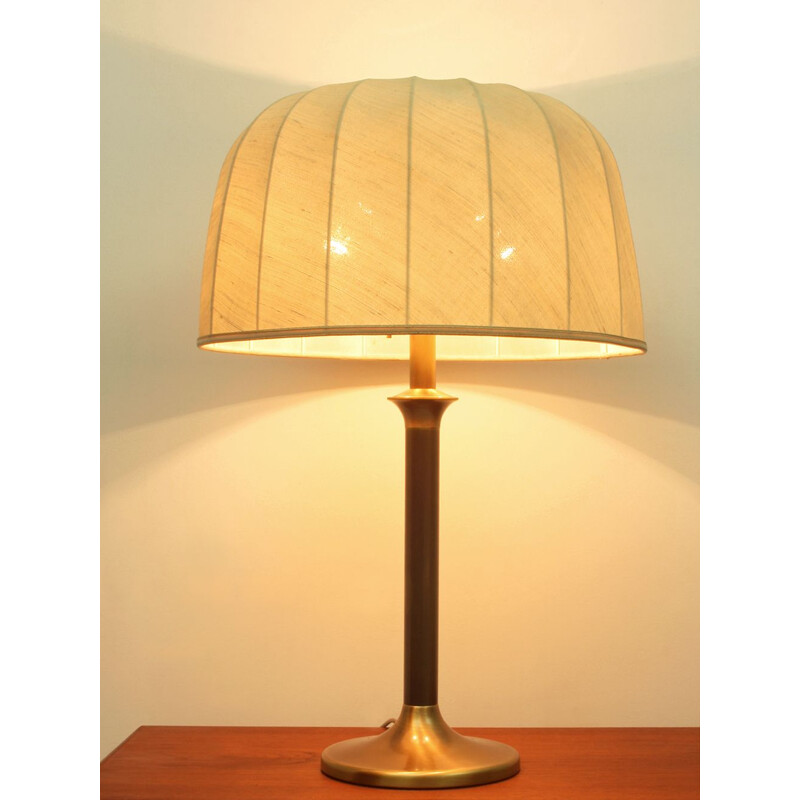 Large vintage desk lamp in brass and fabric
