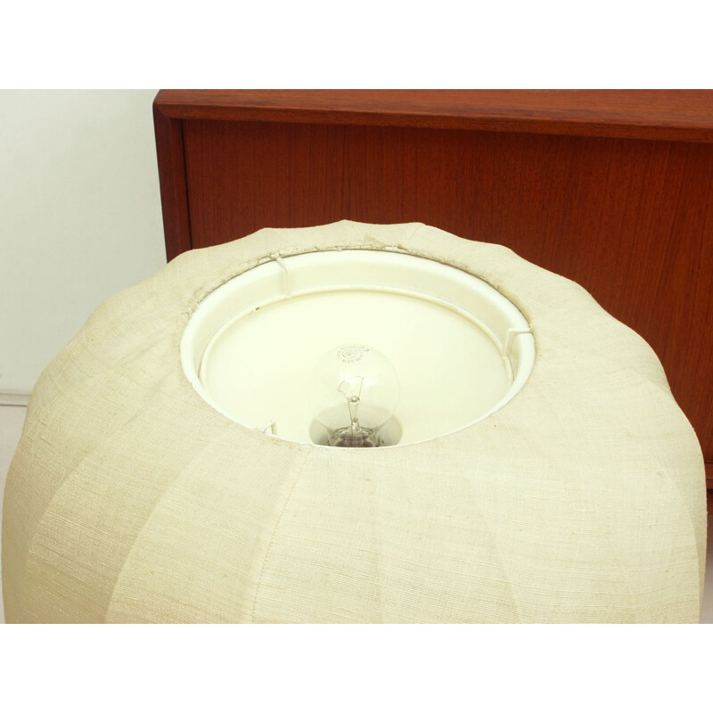 Grande lampe de table vintage en laiton et tissu