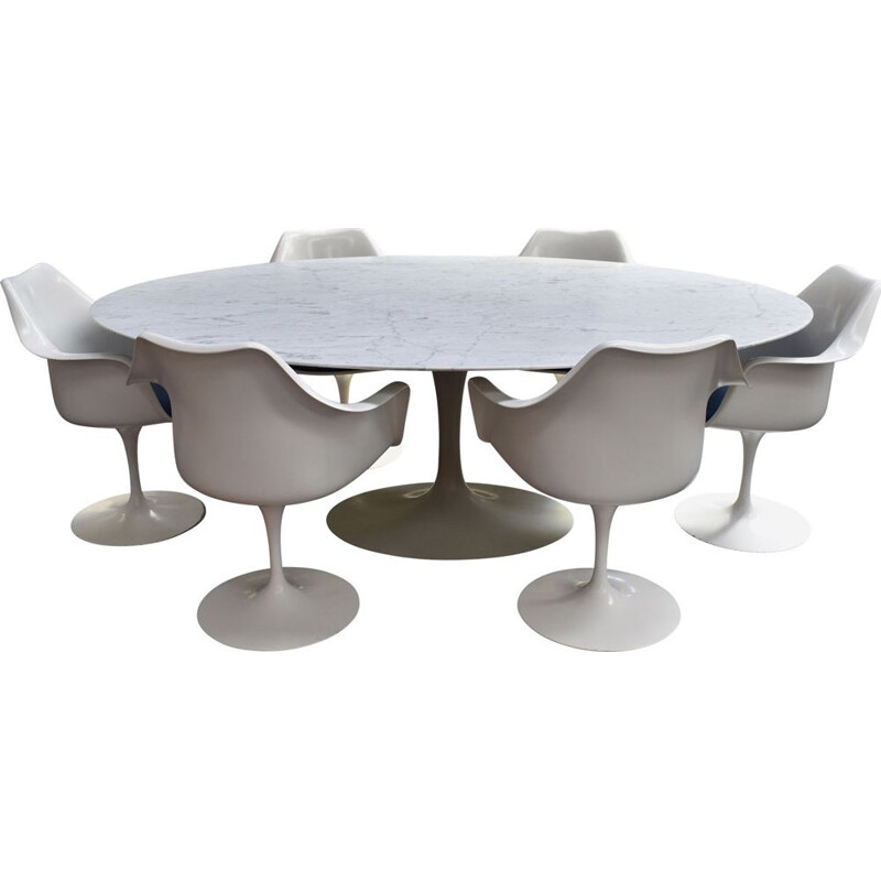 Vintage dining set in marble by Eero Saarinen for Knoll