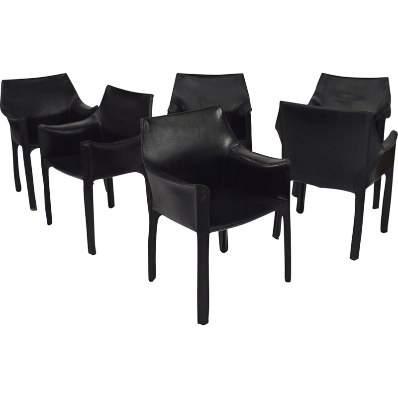 Set of 6 vintage armchairs CAB 413 by Mario Bellini for Cassina