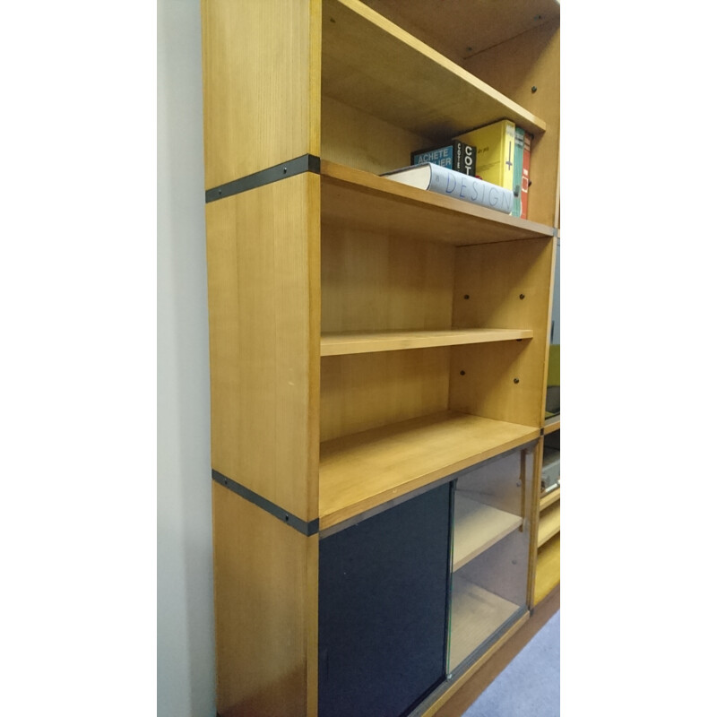 Modular bookcase in blond beechwood, ARP - 1950s
