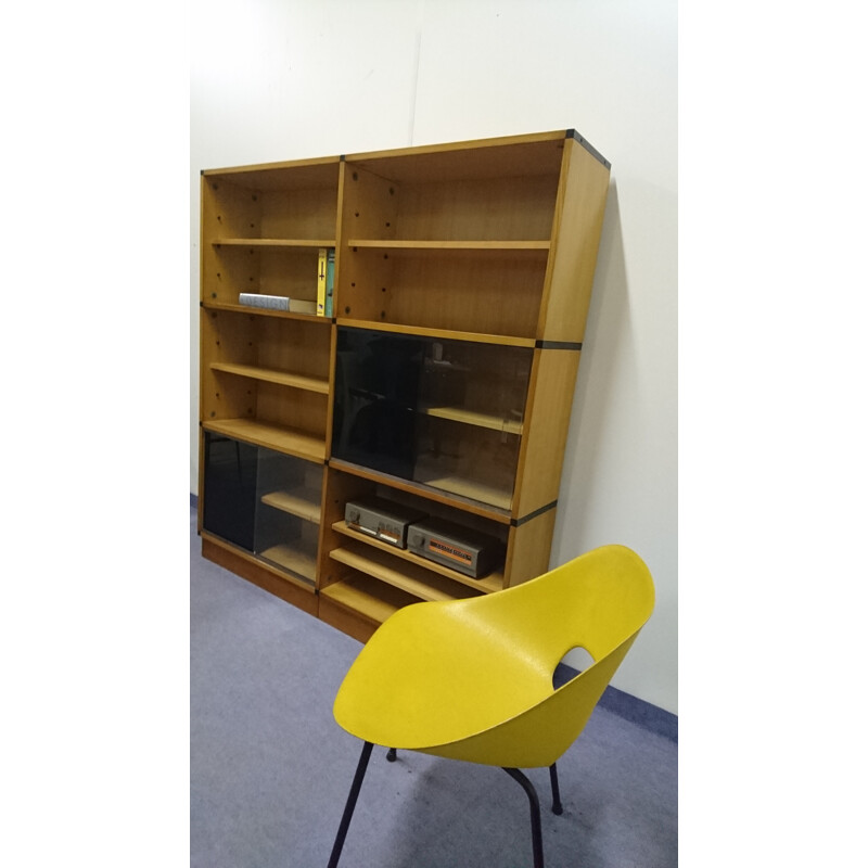 Modular bookcase in blond beechwood, ARP - 1950s