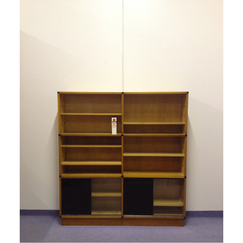 Modular bookcase in blond beechwood, ARP - 1950s