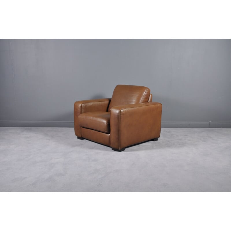 Vintage Italian armchair in brown leather