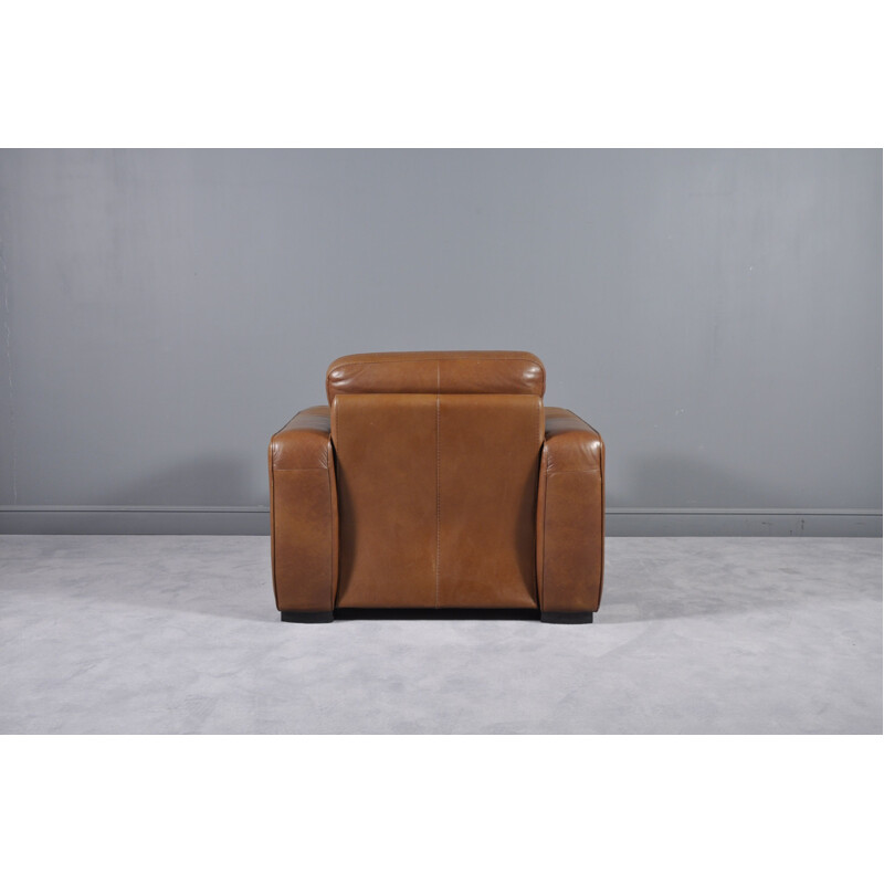 Vintage Italian armchair in brown leather