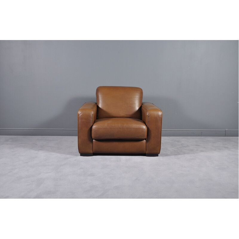 Vintage Italian armchair in brown leather