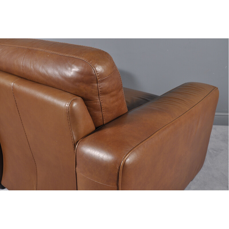 Vintage Italian armchair in brown leather