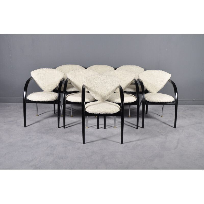 Set of 8 vintage dining chairs by Helmut Lübke for Lübke