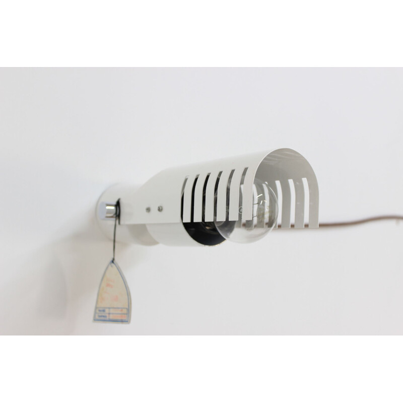 Vintage industrial white wall lamp, Czechoslovakia 1980