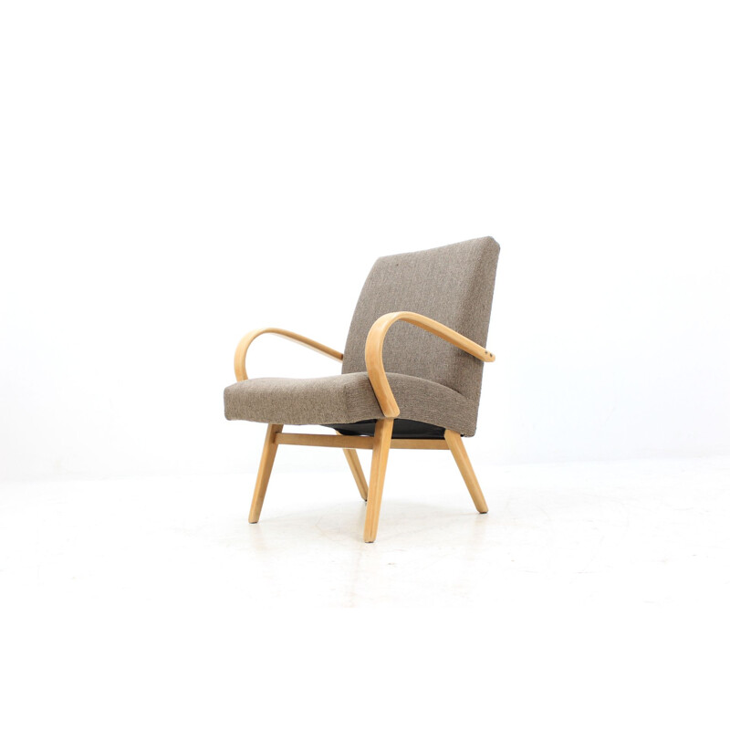 Suite de 2 fauteuils gris vintage par Jindřich Halabala
