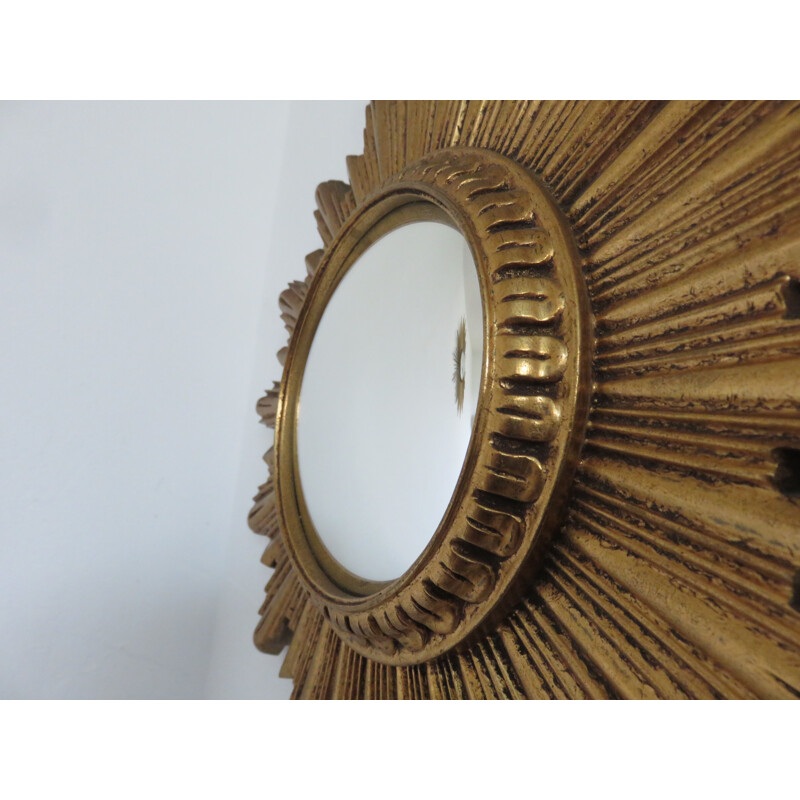 Vintage golden sun witch eye mirror