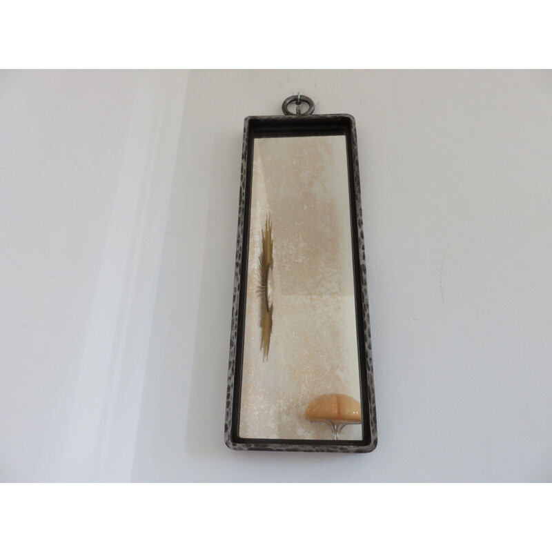 Miroir brutaliste vintage en acier brut