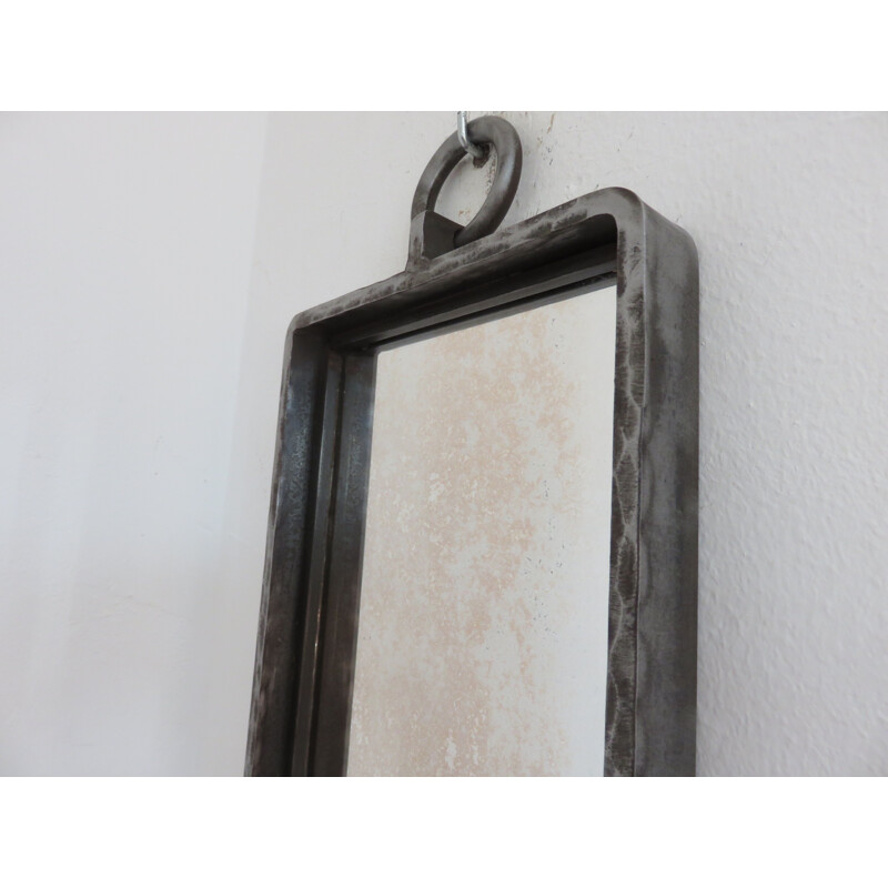 Miroir brutaliste vintage en acier brut