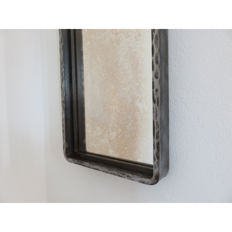 Miroir brutaliste vintage en acier brut