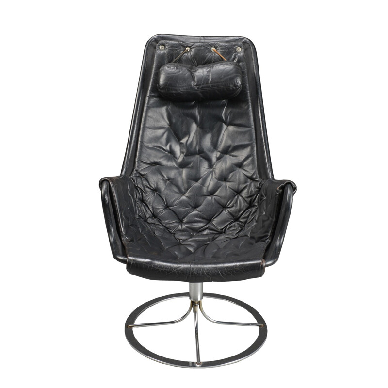 Jetson lounge chair in black leather and chromed steel, Bruno MATHSSON - 1970s