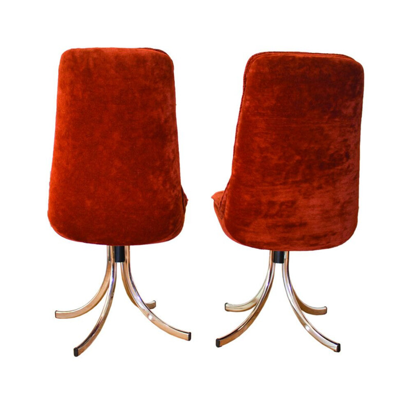 Set of 2 vintage swivel red armchairs by Gastone Rinaldi for Rima