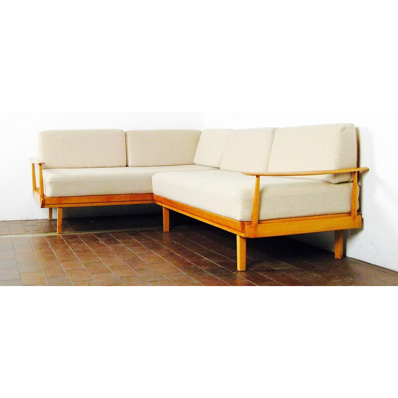 Vintage Scandinavian white sofa 5 seater