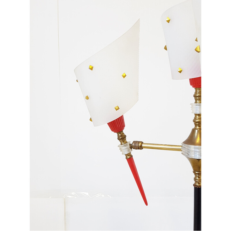 Vintage tripod floor lamp in brass