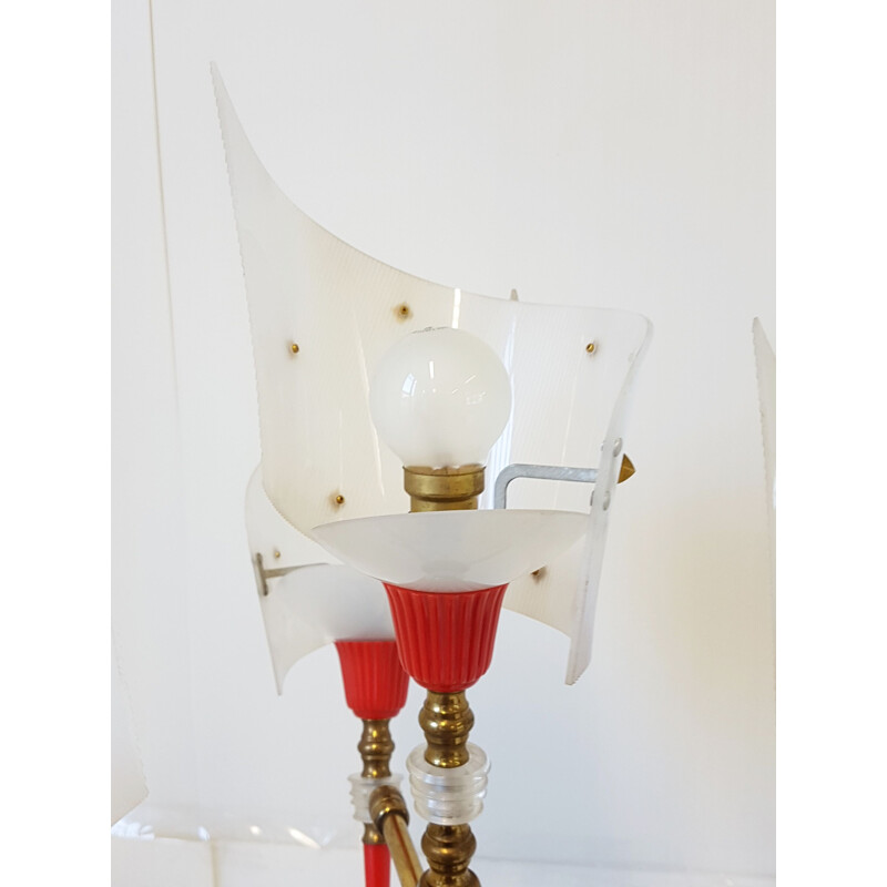 Lámpara de pie trípode de latón vintage