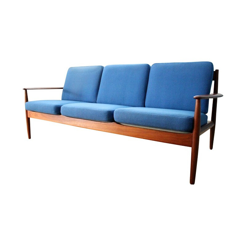 Scandinavian sofa in teak and wool, Grete JALK, France & Son edition - 1950s