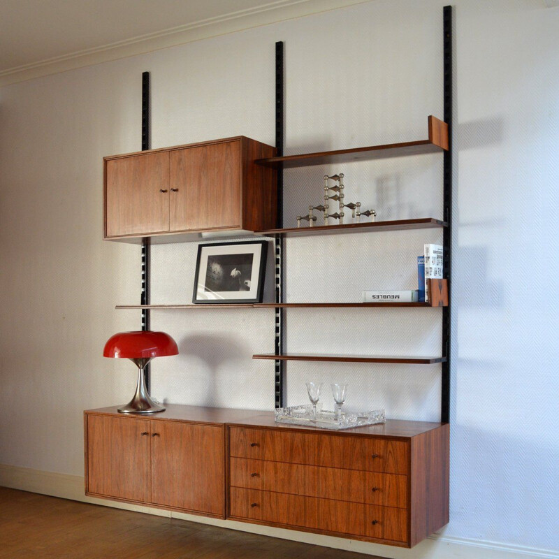 Système vintage d’étagères modulables scandinave en bois de palissandre