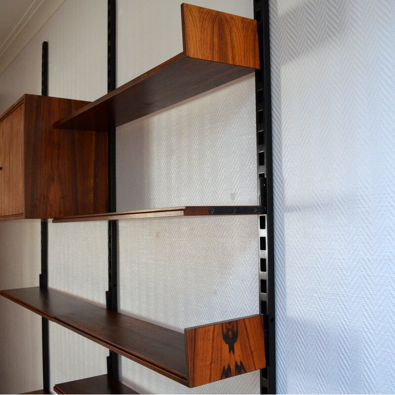Système vintage d’étagères modulables scandinave en bois de palissandre