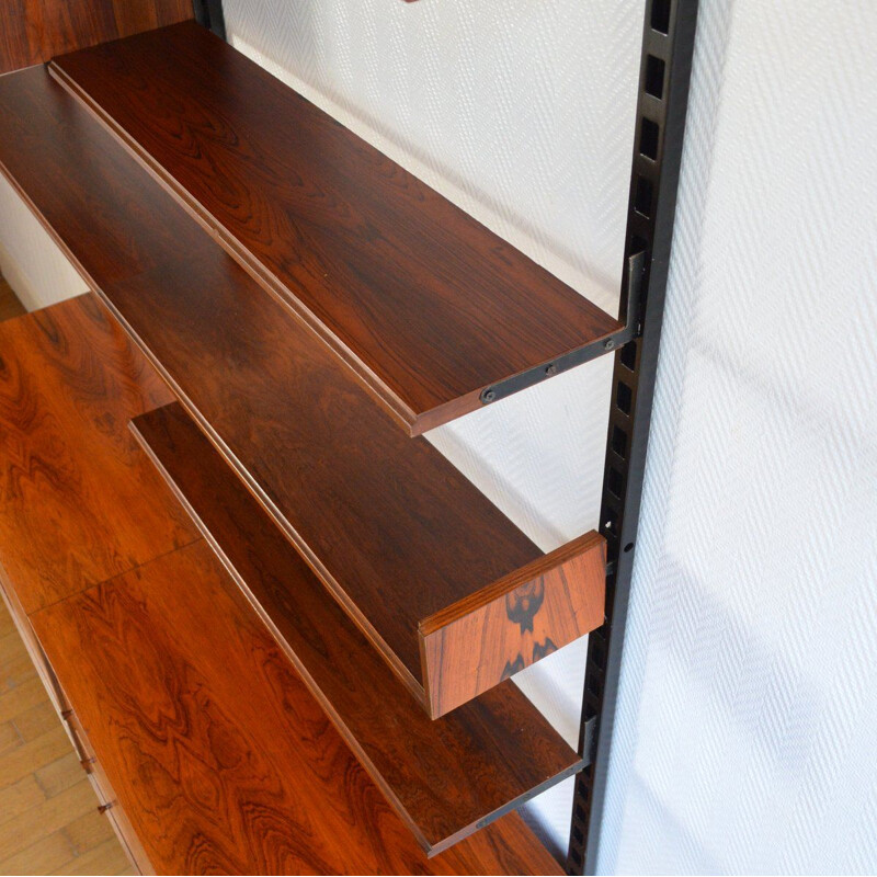 Vintage scandinavian modular shelving system in wood rosewood