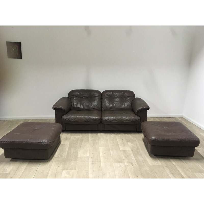 Vintage living room set Sede DS 101 made of Tan Leather